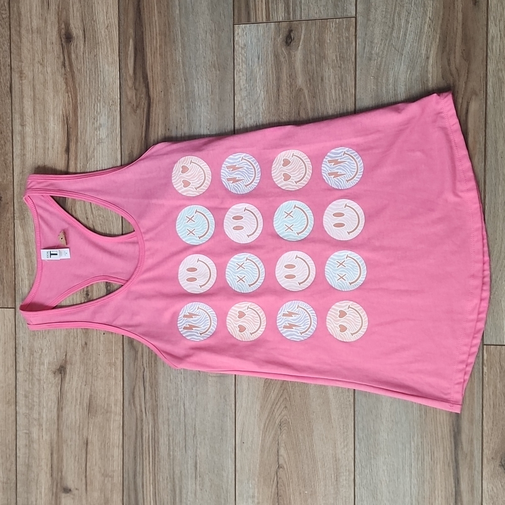 Smiley Tank Top sz M in Pink